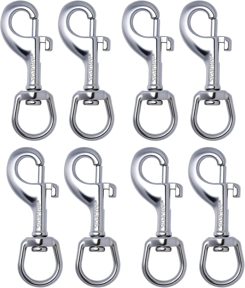 sipantee 8PCS 316 Stainless Steel Single Ended Swivel 3.5 inch Swivel Eye Snap Hook Scuba Bolt Snap Single Ended Bolt Snap for Pet Leash, Scuba Diving, Heavy Duty Clips, Dog Leash, Diving Single End Snap - Image 1